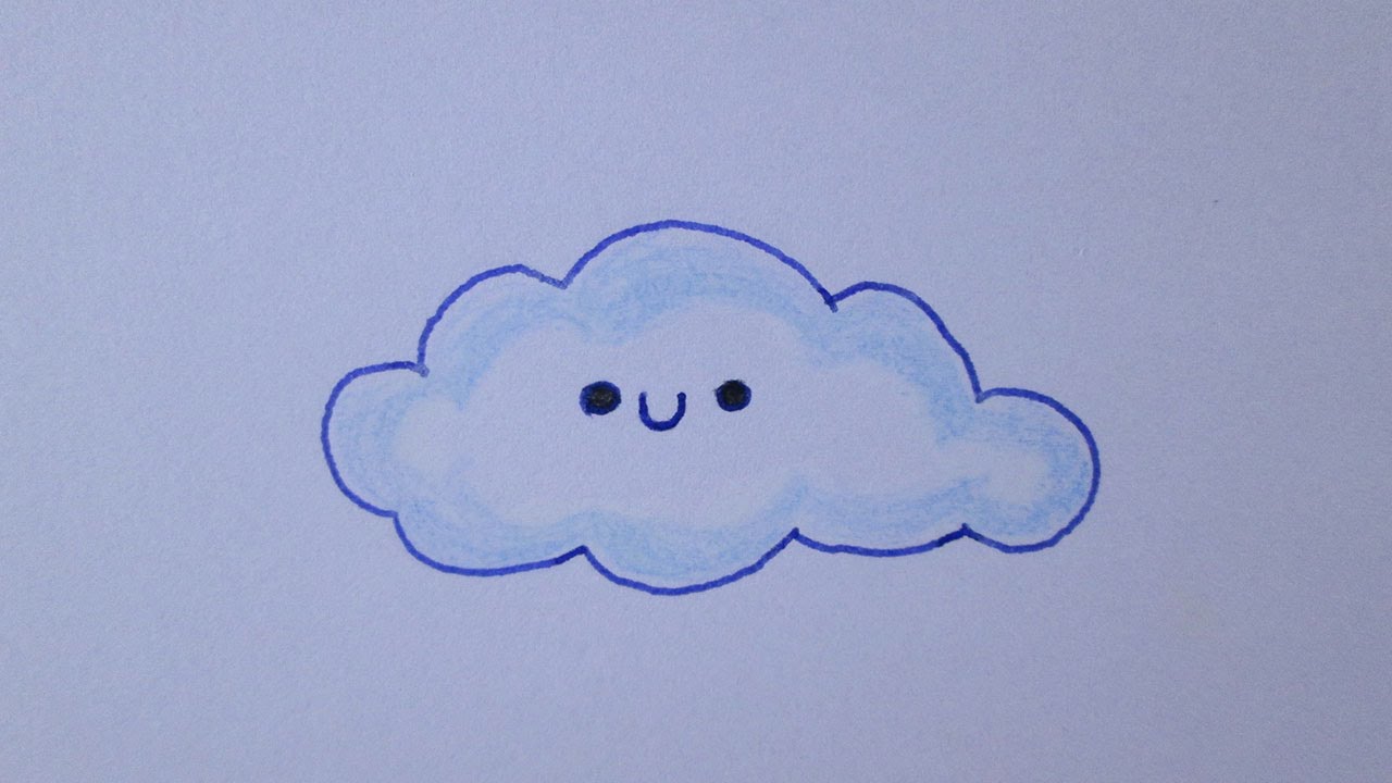 Cómo dibujar una nube kawaii, dibujos de Una Nube, como dibujar Una Nube paso a paso