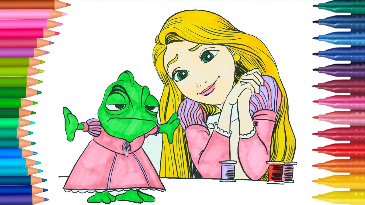 Princesa Rapunzel - Enredados  Como Dibujar y Colorear  Dibujos Para  Niños  Aprende Pintar, dibujos de Enredados, como dibujar Enredados paso a paso