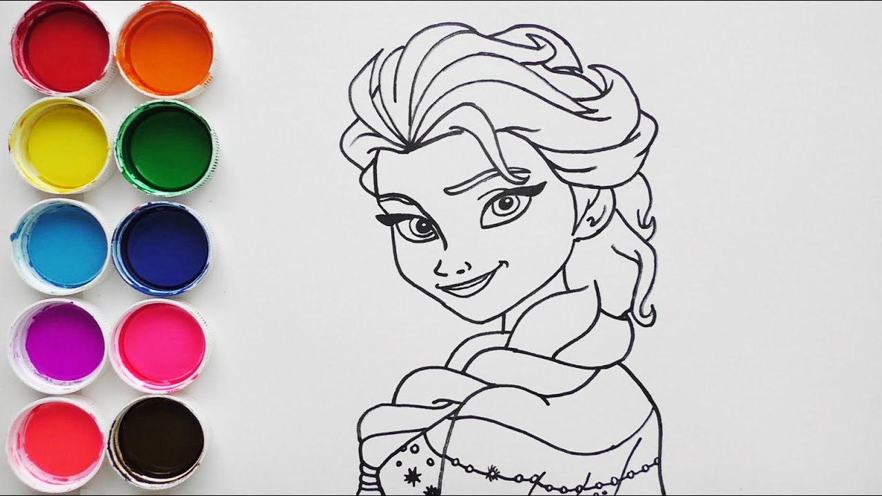 Dibujar y Colorea Elsa Frozen de Araco Iris - Dibujos Para Niños - Learn Colors FunKeep, dibujos de Frozen, como dibujar Frozen paso a paso