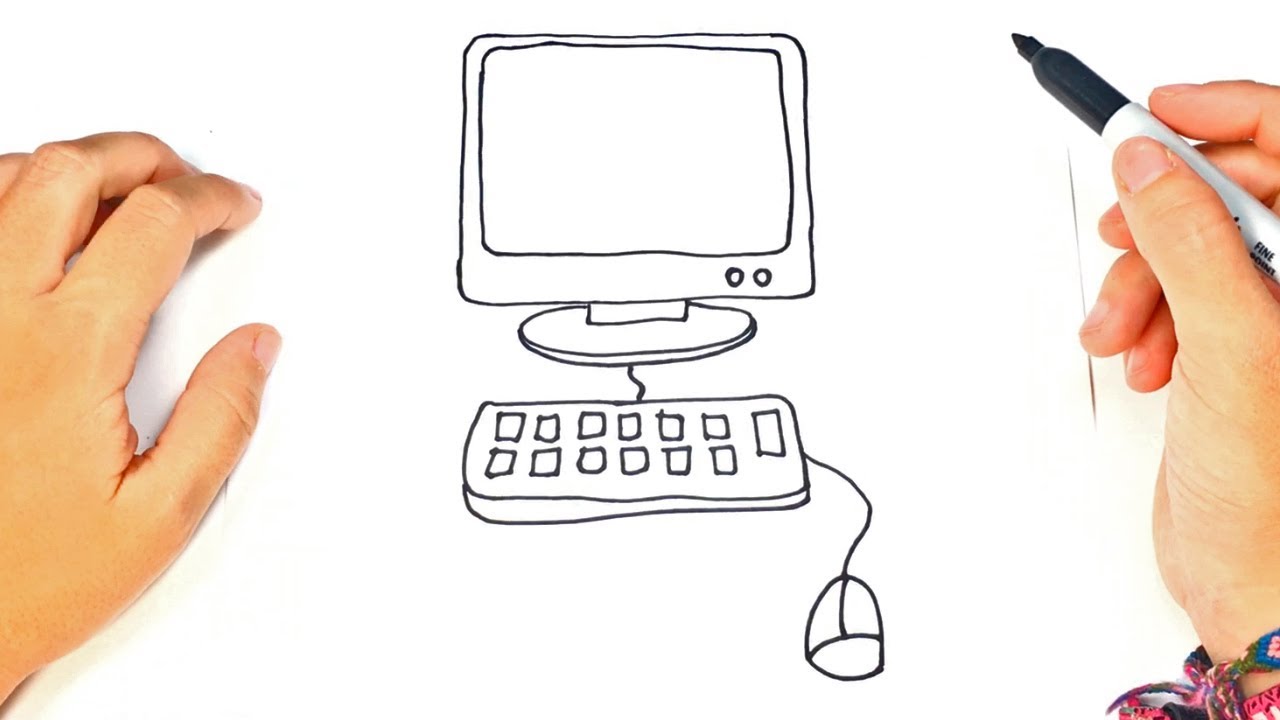 Cómo dibujar una Computadora paso a paso  Dibujo fácil de PC, dibujos de En El Ordenador, como dibujar En El Ordenador paso a paso