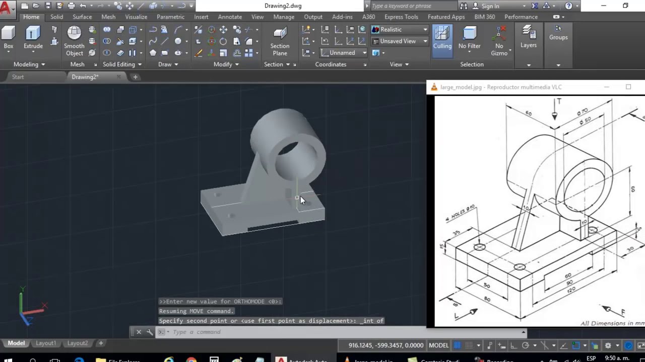 Dibujo 3D en AutoCAD para principiantes - modelado de solido- Extrude  Presspull, dibujos de En Autocad, como dibujar En Autocad paso a paso
