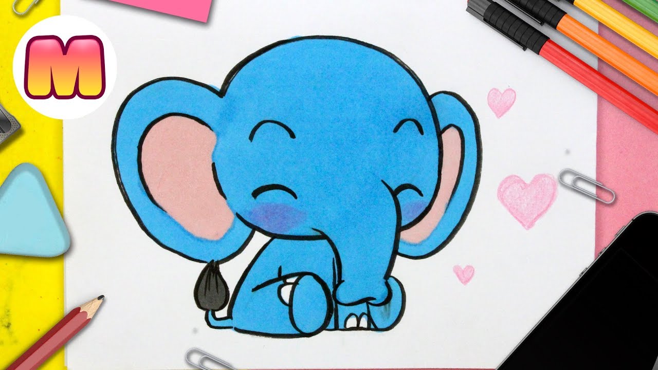 COMO DIBUJAR UN ELEFANTE KAWAII - Fácil y paso a paso - Como dibujar  animales kawaii, dibujos de Elefante Kawaii, como dibujar Elefante Kawaii paso a paso
