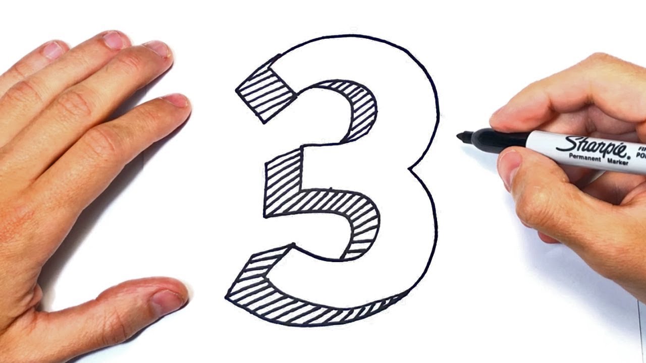 Como dibujar El Numero 3 Paso a Paso, dibujos de El Numero 3, como dibujar El Numero 3 paso a paso
