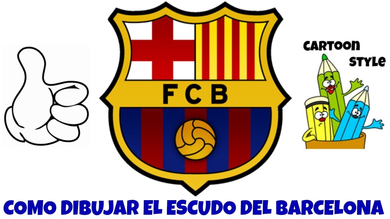 Como Dibujar el Escudo del Barcelona - How to Draw the Barcelona Logo -  Cartoon Style, dibujos de El Escudo Del Barca, como dibujar El Escudo Del Barca paso a paso