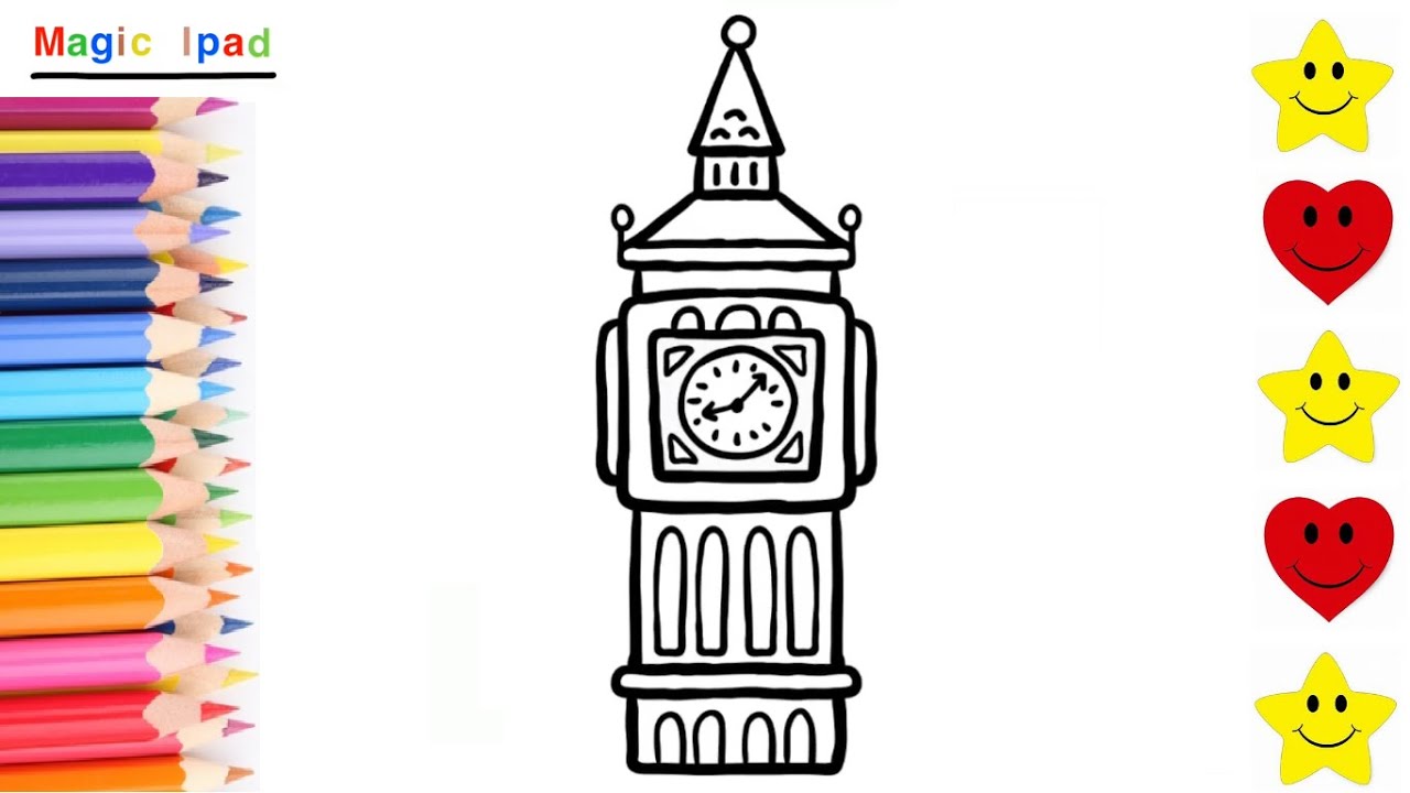 Como dibujar el BIG BEN EN LONDRES  dibujos para niños 💓⭐ How to draw BIG  BEN IN LONDON  kids, dibujos de El Big Ben, como dibujar El Big Ben paso a paso