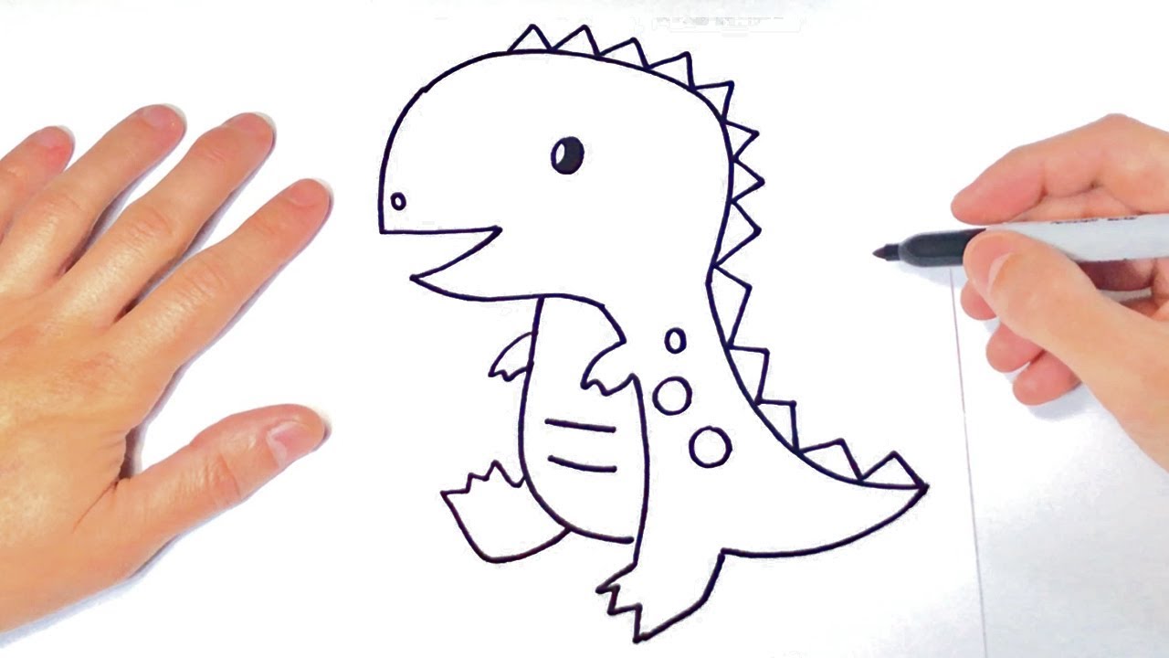 Cómo dibujar un Dinosaurio Paso a Paso y fácil, dibujos de Dinosaurios, como dibujar Dinosaurios paso a paso