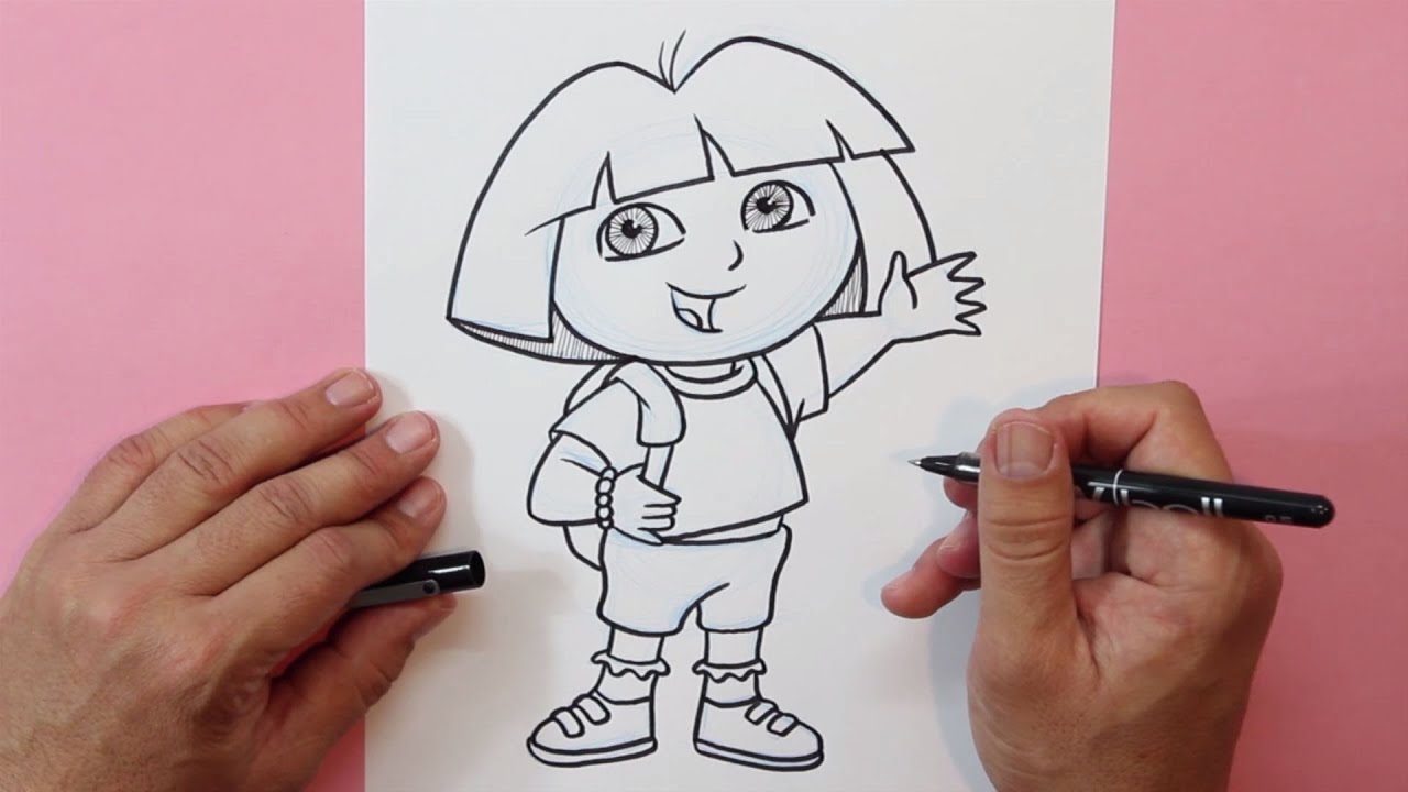 Cómo dibujar a Dora la Exploradora - How to draw Dora the Explorer, dibujos de Dora La Exploradora, como dibujar Dora La Exploradora paso a paso