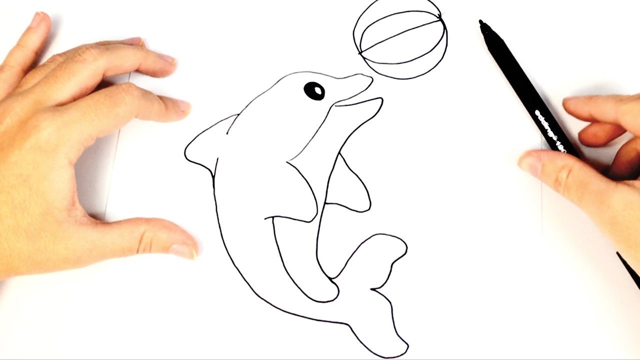 Dibujo fácil de un delfin paso a paso  Cómo dibujar un delfín para niños, dibujos de Delfines, como dibujar Delfines paso a paso
