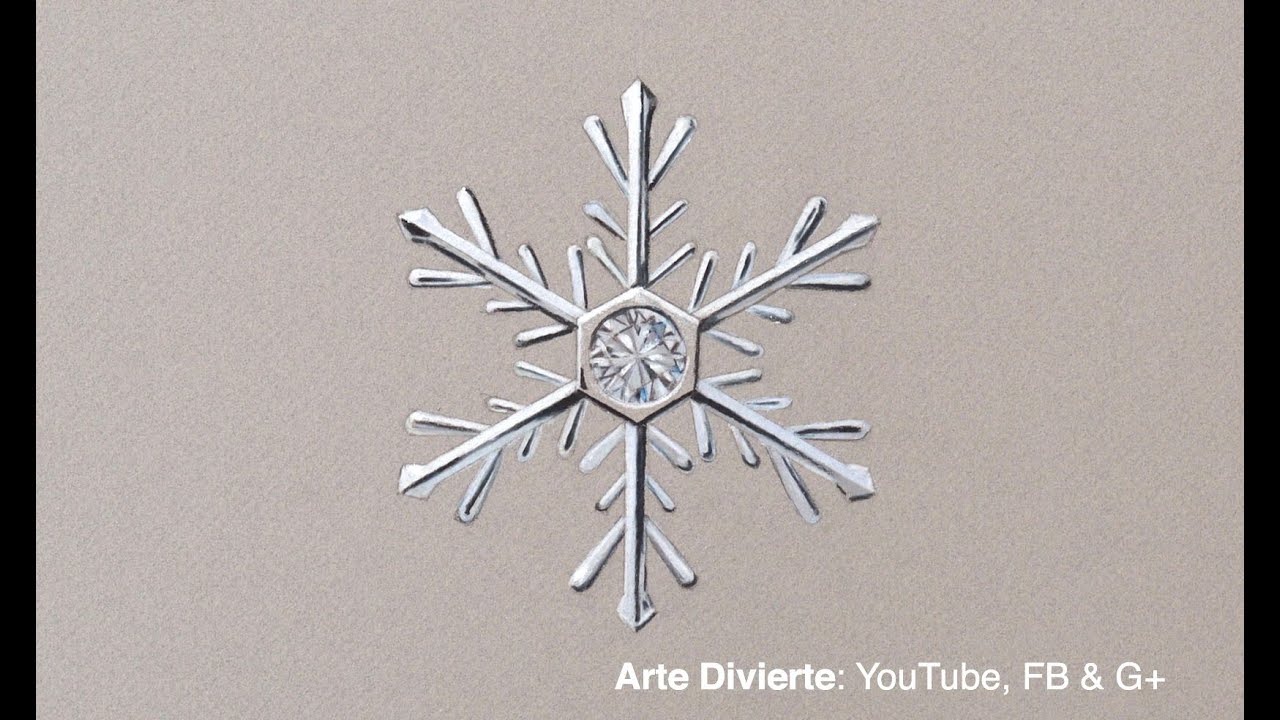 Cómo dibujar un copo de nieve - Adorno navideño con diamante, dibujos de Copos De Nieve, como dibujar Copos De Nieve paso a paso