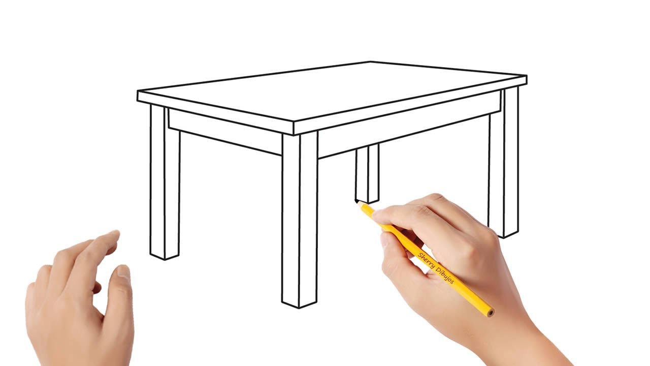 Cómo dibujar una mesa  Dibujos sencillos, dibujos de Una Mesa, como dibujar Una Mesa paso a paso