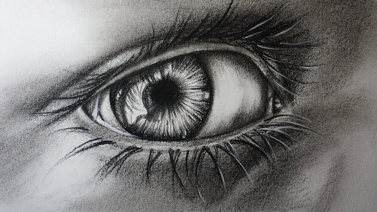 Cómo Dibujar un Ojo Realista a Lápiz Carboncillo Paso a Paso, dibujos de Con Carboncillo, como dibujar Con Carboncillo paso a paso