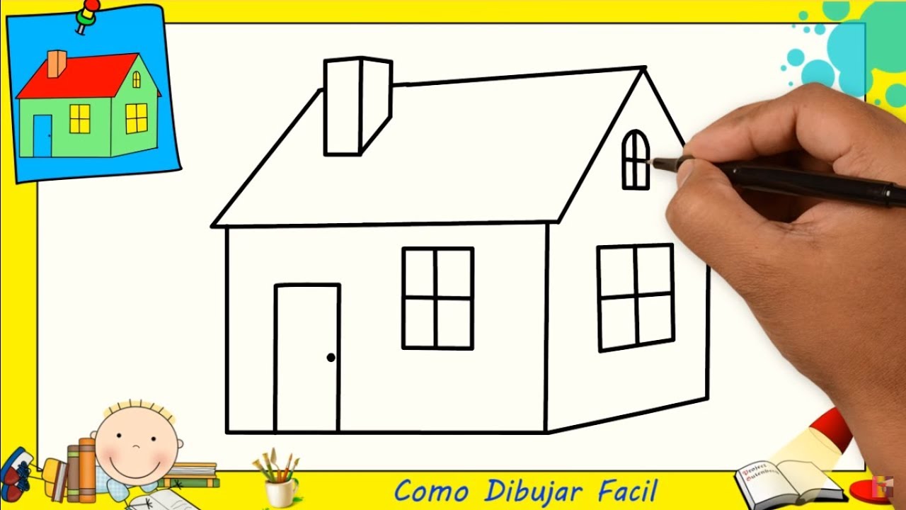 Dibujos de casas FACILES paso a paso para principiantes - Como dibujar una  casa FACIL 1, dibujos de Casas, como dibujar Casas paso a paso