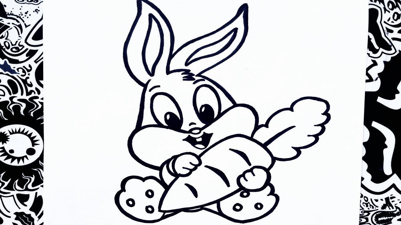 como dibujar a bugs bunny bebe  how to draw bugs bunny, dibujos de Bugs Bunny, como dibujar Bugs Bunny paso a paso