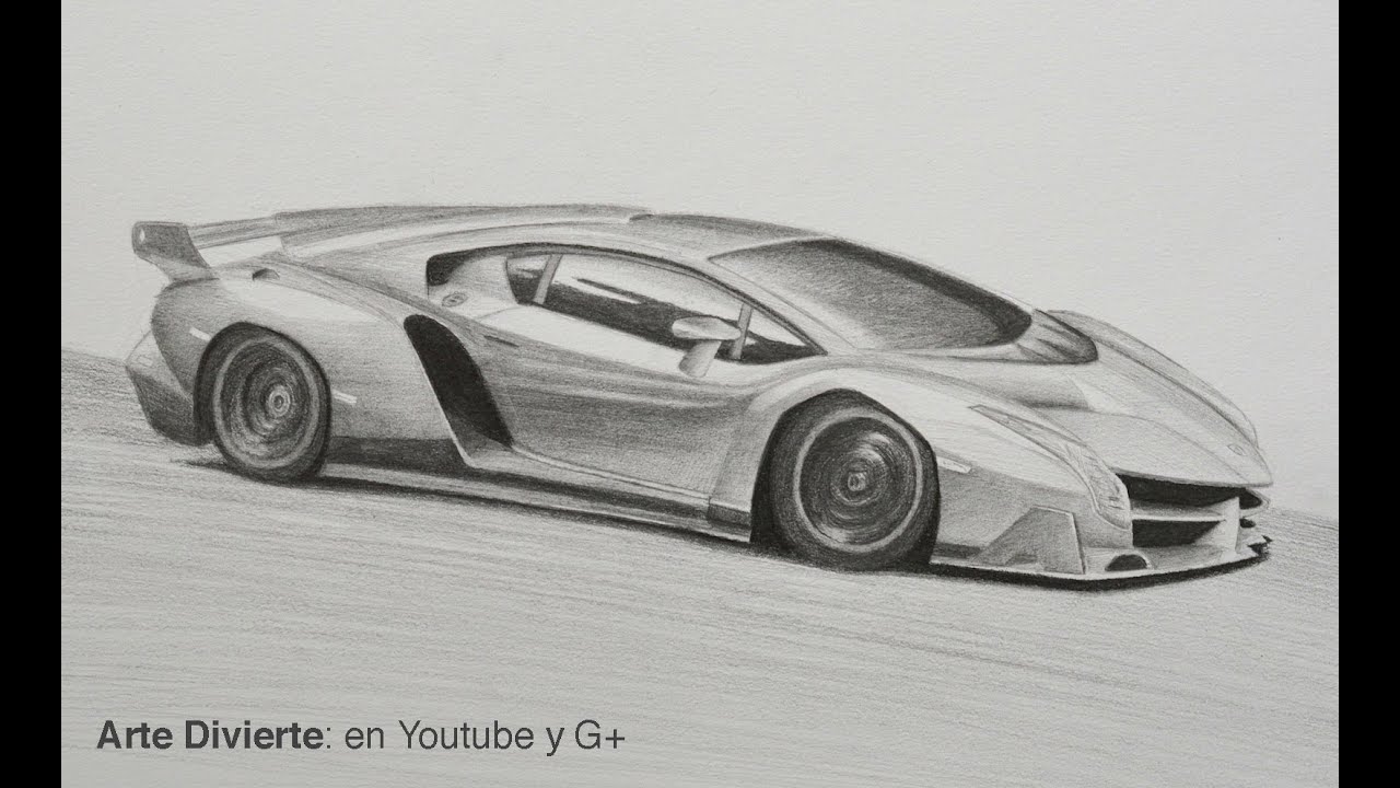 Cómo dibujar un Lamborghini Veneno - Arte Divierte -, dibujos de Autos Deportivos, como dibujar Autos Deportivos paso a paso