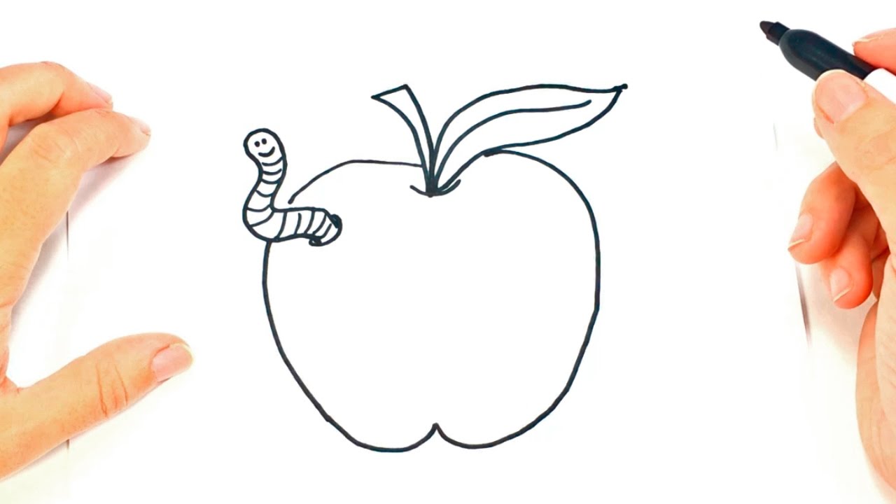 Como dibujar una Manzana paso a paso  Dibujo fácil de Manzana, dibujos de Una Manzana, como dibujar Una Manzana paso a paso