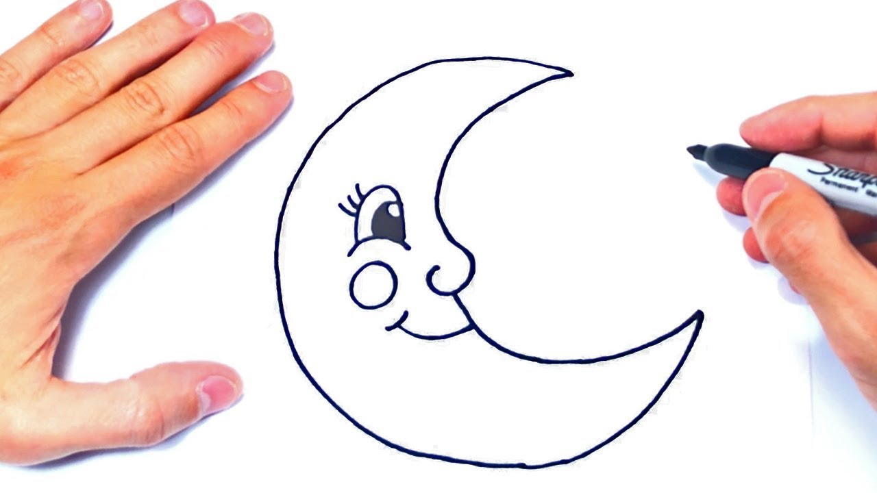 Cómo dibujar un La Luna Paso a Paso  Dibujo de La Luna, dibujos de Una Luna, como dibujar Una Luna paso a paso