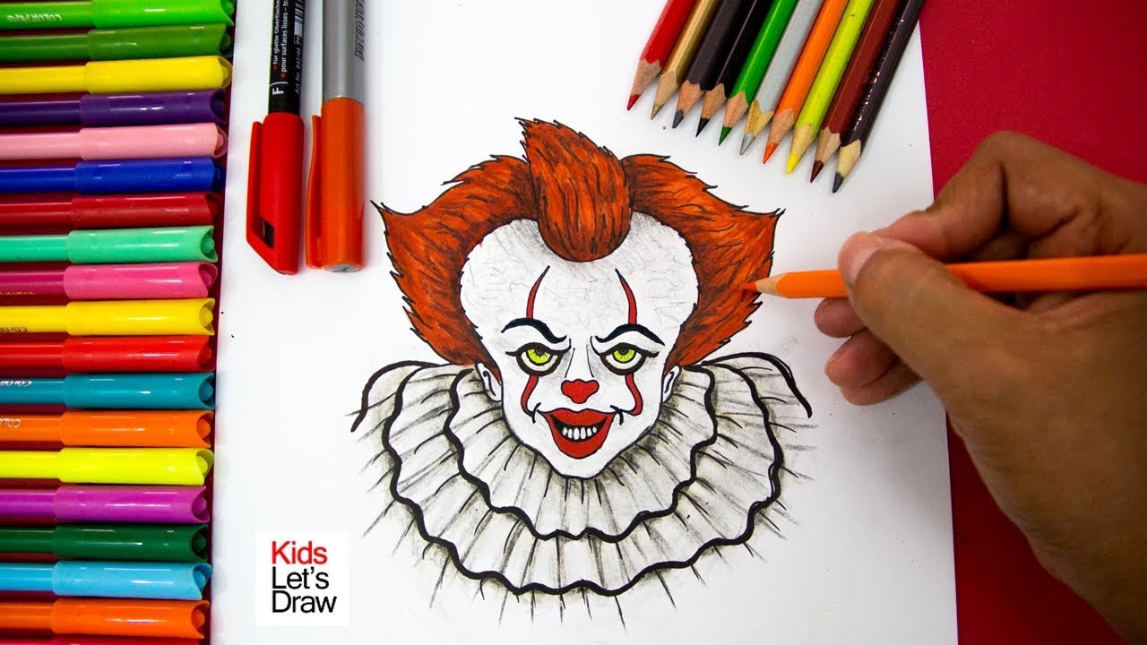 Cómo dibujar al payaso PENNYWISE (ESO) fácil  How to Draw Pennywise the  Clown (IT Movie), dibujos de Al Payaso De It, como dibujar Al Payaso De It paso a paso