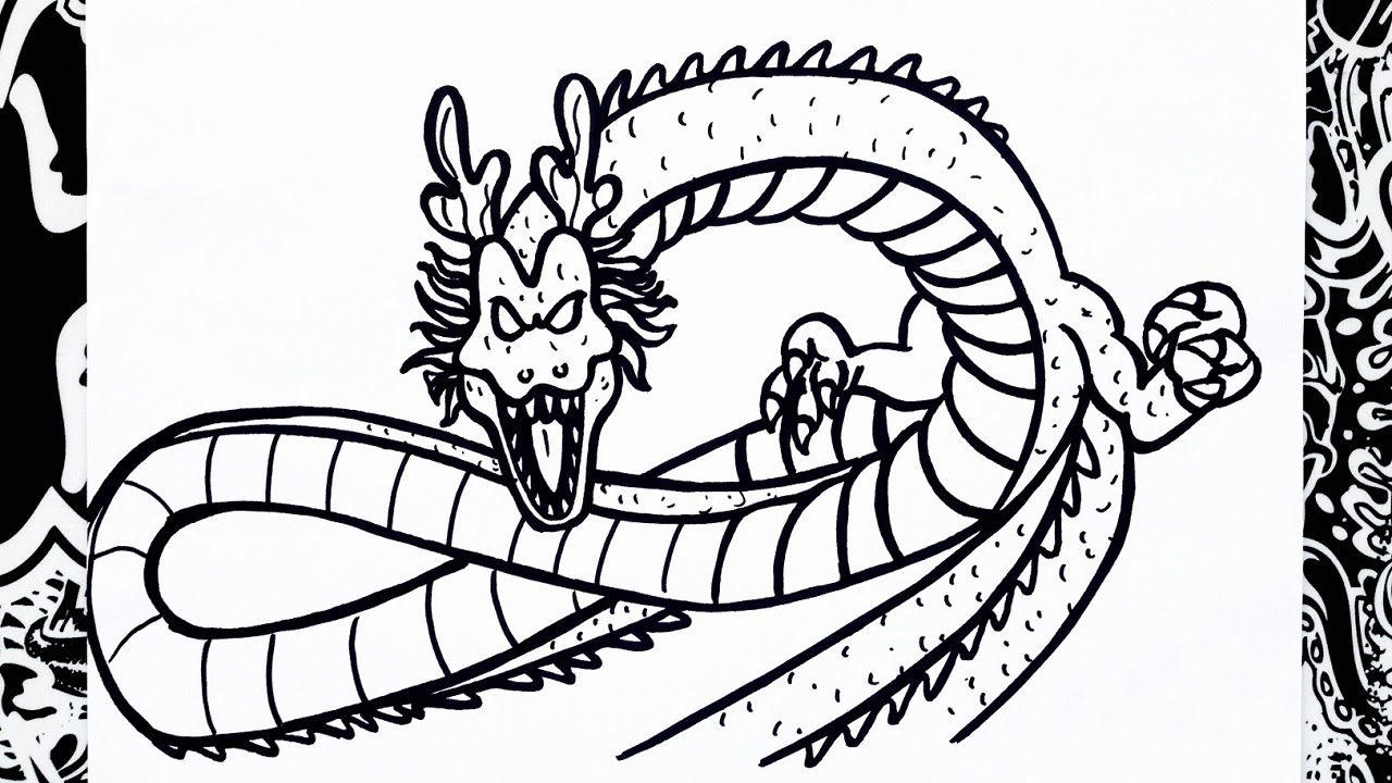 como dibujar a shenlong  how to draw shenlong  dragon ball z, dibujos de Al Dragón Shenron, como dibujar Al Dragón Shenron paso a paso