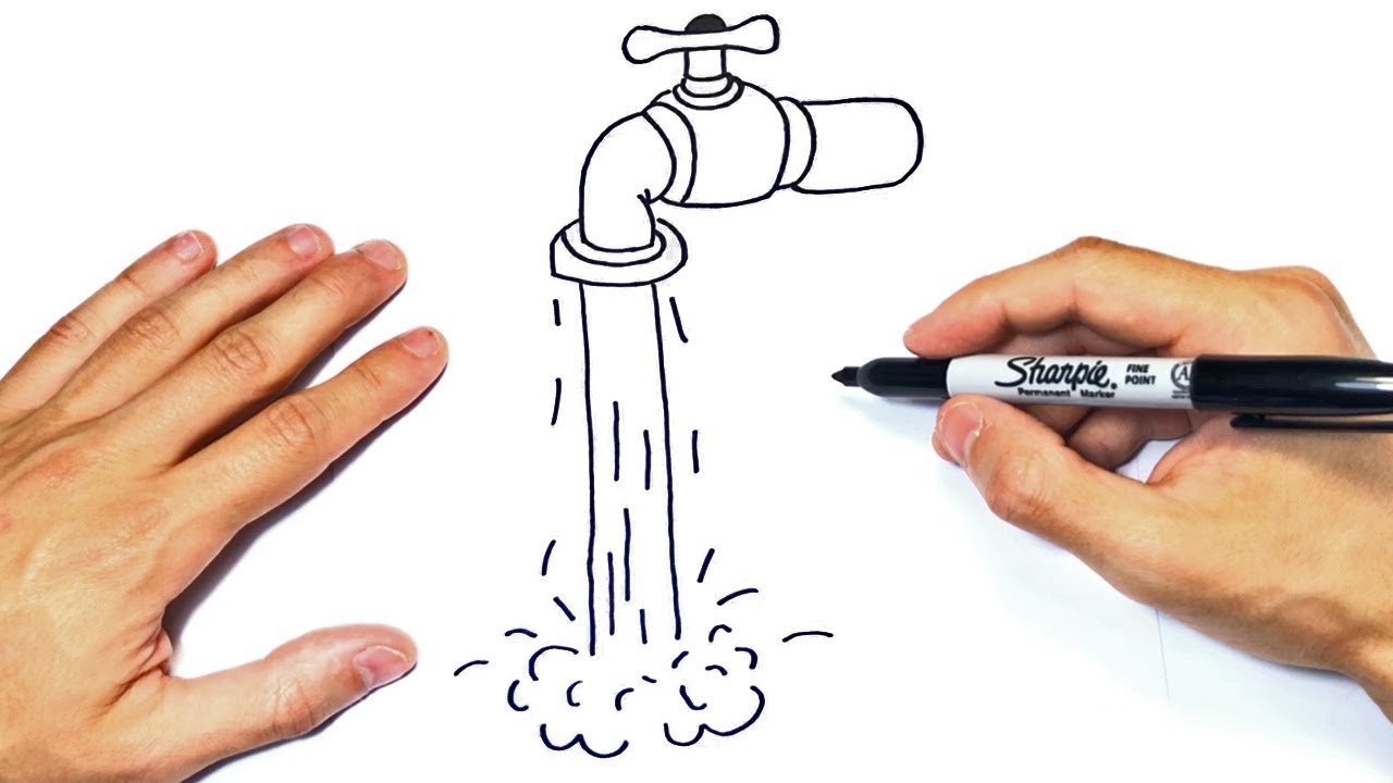 Cómo dibujar un Grifo de Agua Paso a Paso y fácil, dibujos de Agua, como dibujar Agua paso a paso