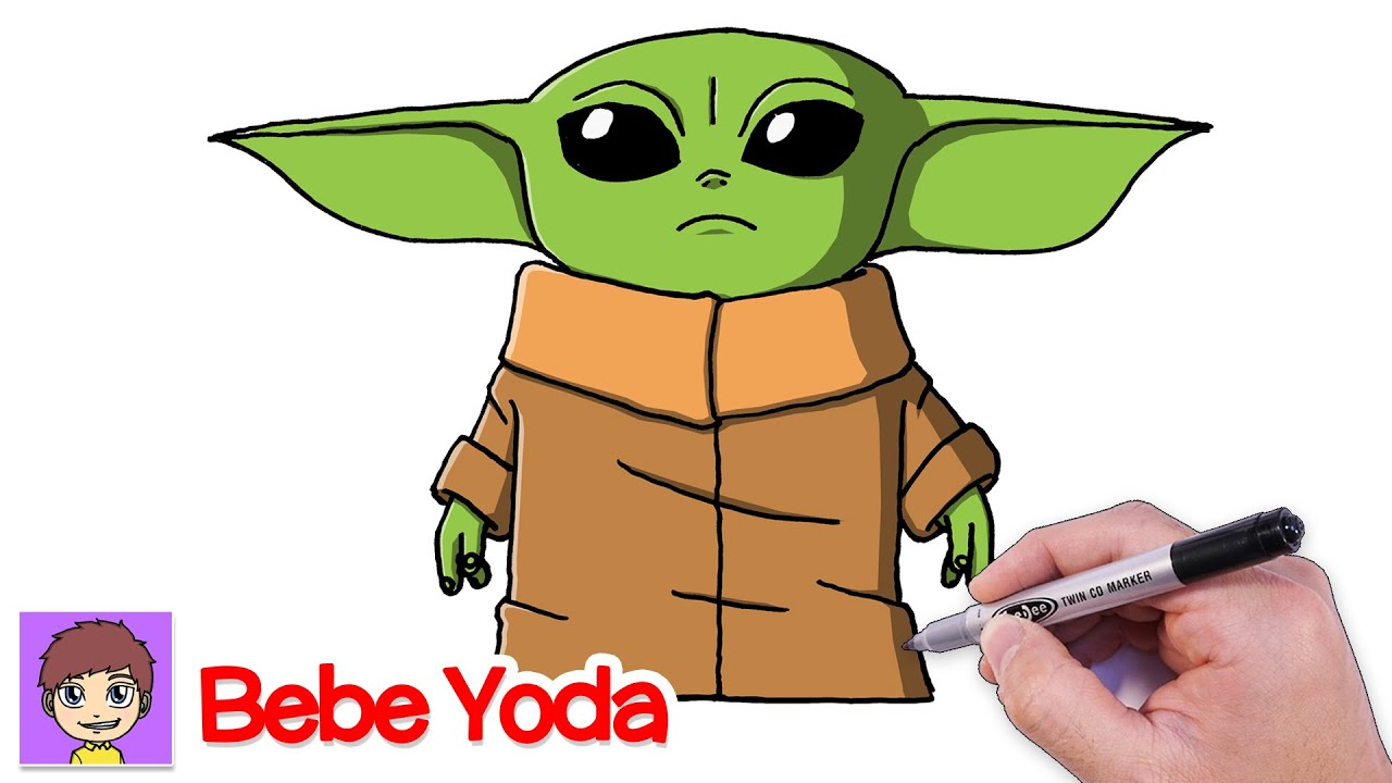Como Dibujar a Bebe Yoda Paso a Paso - The Mandalorian - Dibujos Faciles, dibujos de A Yoda De Star Wars, como dibujar A Yoda De Star Wars paso a paso