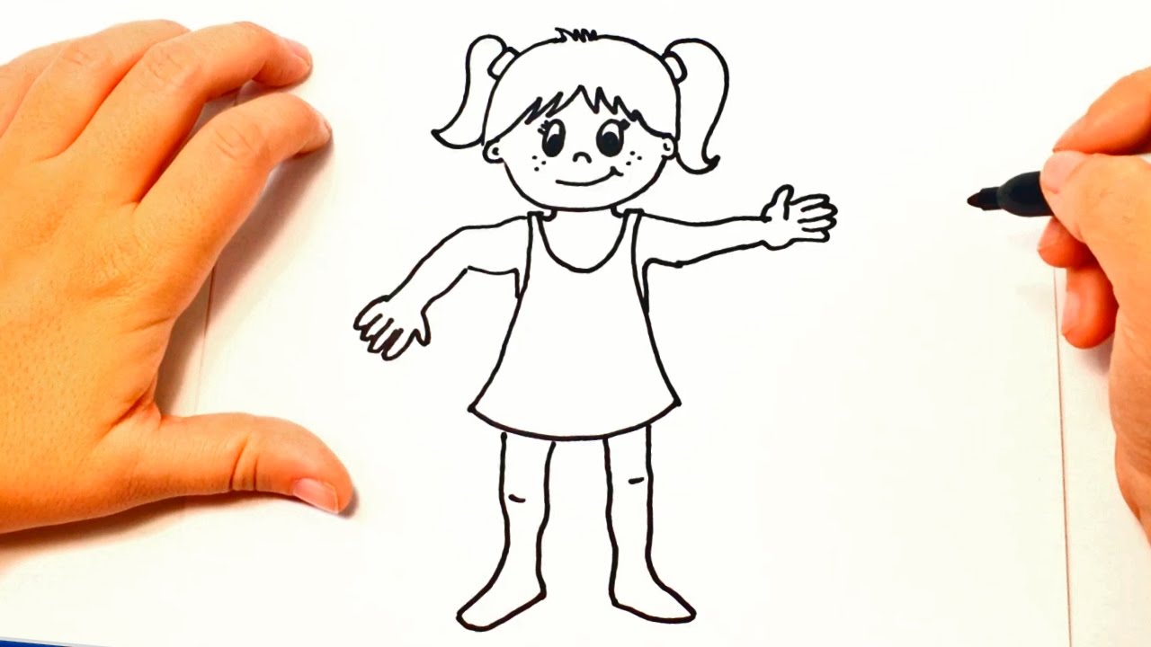 Cómo dibujar una Niña paso a paso  Dibujo fácil de Niña, dibujos de A Una Niña, como dibujar A Una Niña paso a paso