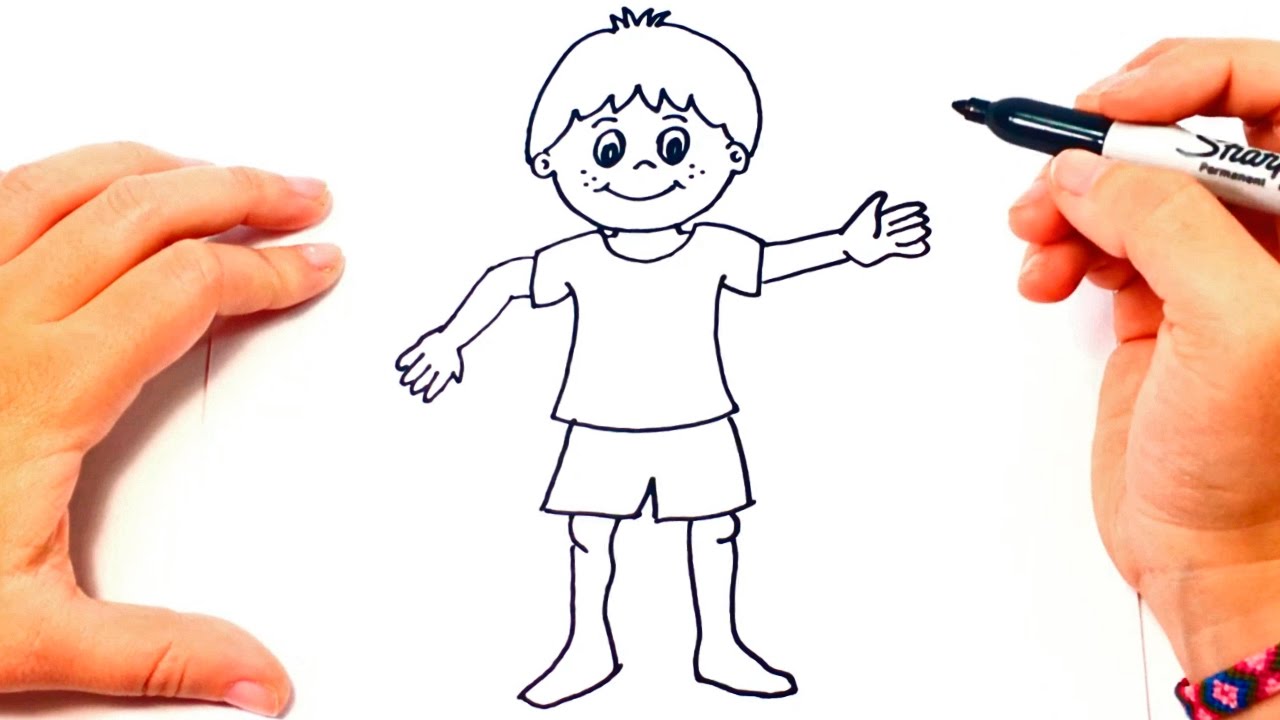 Cómo dibujar un Niño paso a paso  Dibujo fácil de Niño, dibujos de A Un Niño, como dibujar A Un Niño paso a paso