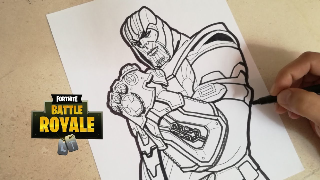 COMO DIBUJAR A THANOS DE FORTNITE  how to draw thanos - fortnite  CunsArt, dibujos de A Thanos, como dibujar A Thanos paso a paso