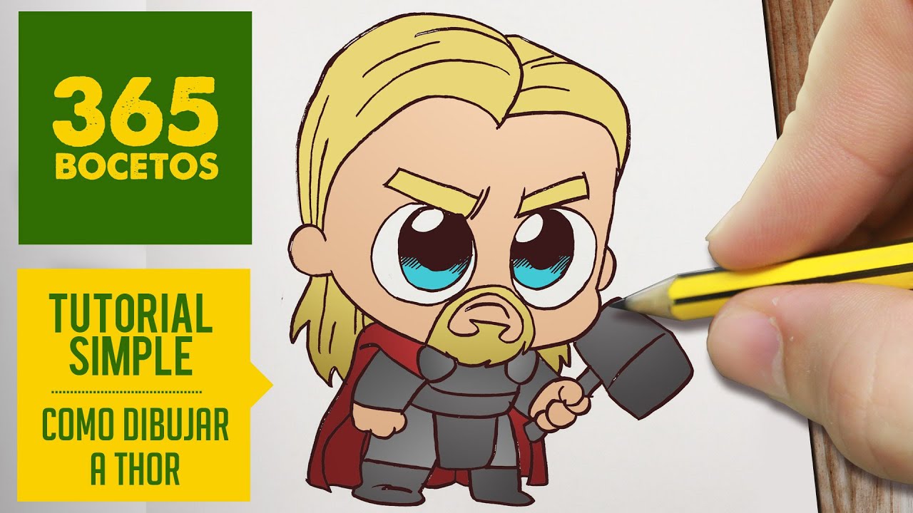 COMO DIBUJAR THOR KAWAII PASO A PASO - Kawaii facil - How to draw Thor, dibujos de A Thor, como dibujar A Thor paso a paso