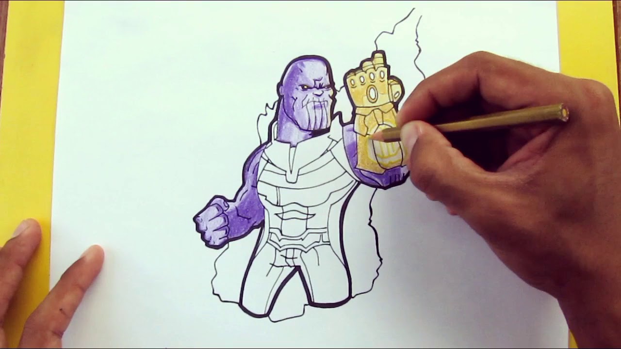 Como Dibujar a THANOS de Infinity War  Speed Drawing - EDXU, dibujos de A Thanos, como dibujar A Thanos paso a paso