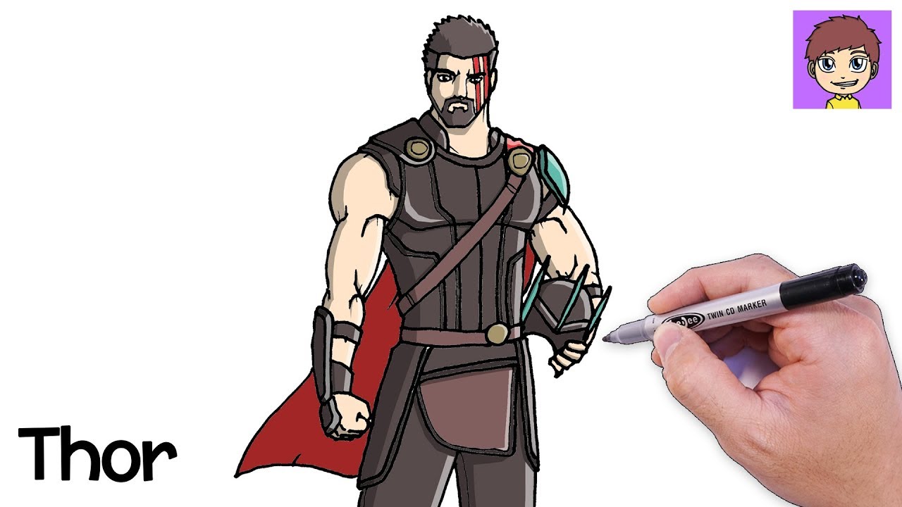 Como Dibujar a Thor Ragnarok Paso a Paso - Dibujos para Dibujar - Dibujos  Faciles, dibujos de A Thor, como dibujar A Thor paso a paso