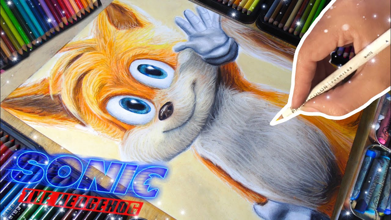 DIBUJO A TAILS POWER REALISTA SONIC THE HEDGEHOG(SEGA)HOW TO DRAW TAILS  POWER SONIC THE MOVIE, dibujos de A Tails De Sega, como dibujar A Tails De Sega paso a paso