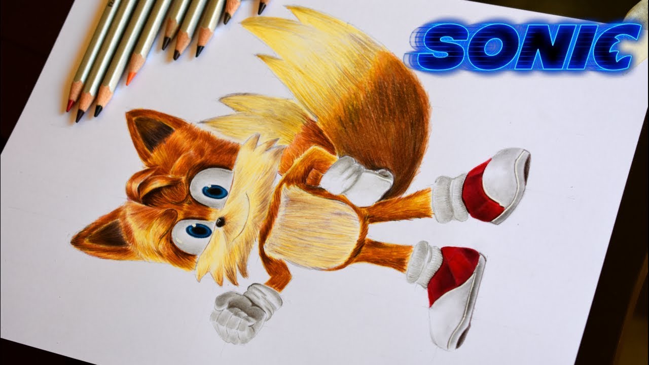 como DIBUJAR a TAILS de SONIC la pelicula 2020  Drawing Tails from Sonic  Movie - 2020, dibujos de A Tails De Sega, como dibujar A Tails De Sega paso a paso