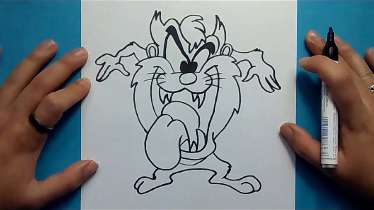 Como dibujar al Demonio de Tasmania paso a paso 2 - Looney Tunes  How to  draw Taz 2 - Looney Tunes, dibujos de A Taz, como dibujar A Taz paso a paso