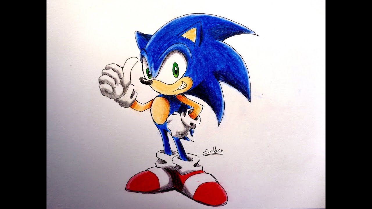 Cómo dibujar a Sonic  Selbor, dibujos de A Sonic De Sega, como dibujar A Sonic De Sega paso a paso