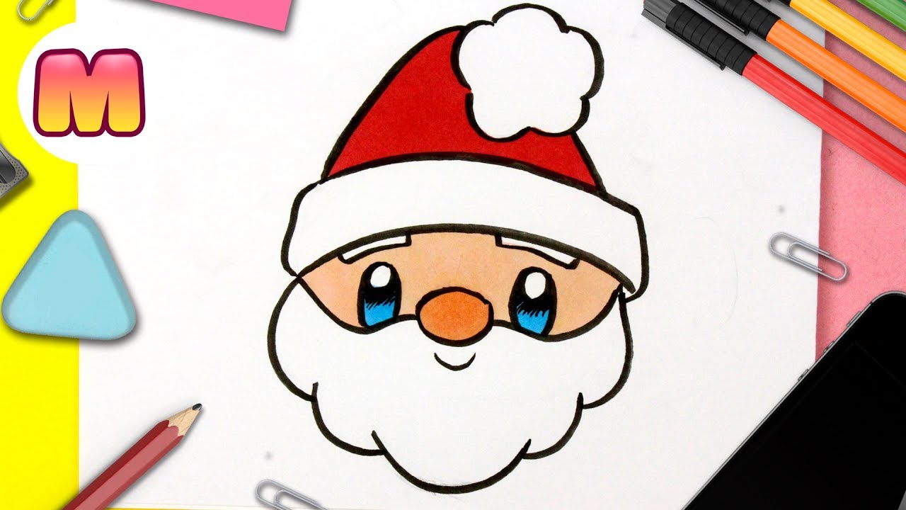 COMO DIBUJAR A SANTA CLAUS KAWAII - Dibujos navideños faciles - como  dibujar a papa noel, dibujos de A Santa Claus, como dibujar A Santa Claus paso a paso