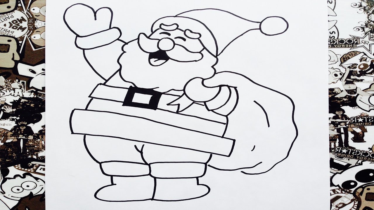 Como dibujar a santa claus  how to draw santa claus  como desenhar papai  noel, dibujos de A Santa Claus, como dibujar A Santa Claus paso a paso