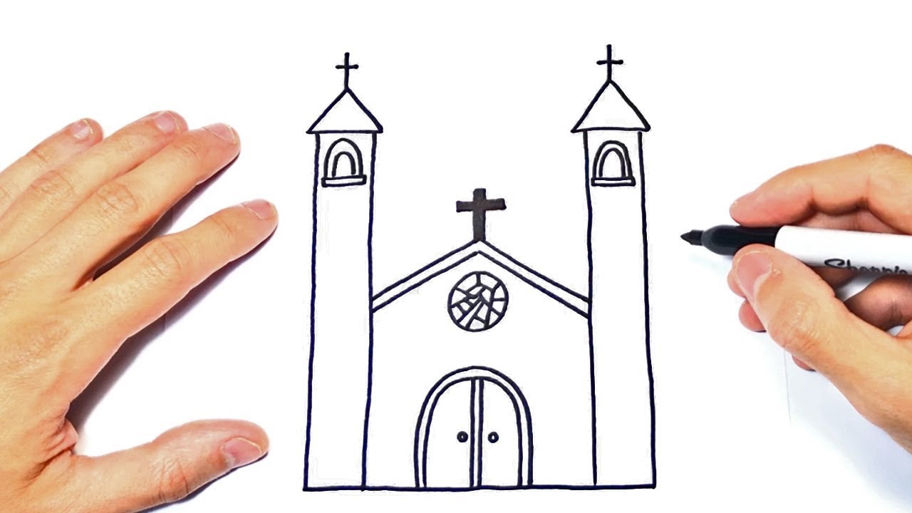 Cómo dibujar una Iglesia Paso a Paso  Dibujo de Iglesia, dibujos de Una Iglesia, como dibujar Una Iglesia paso a paso