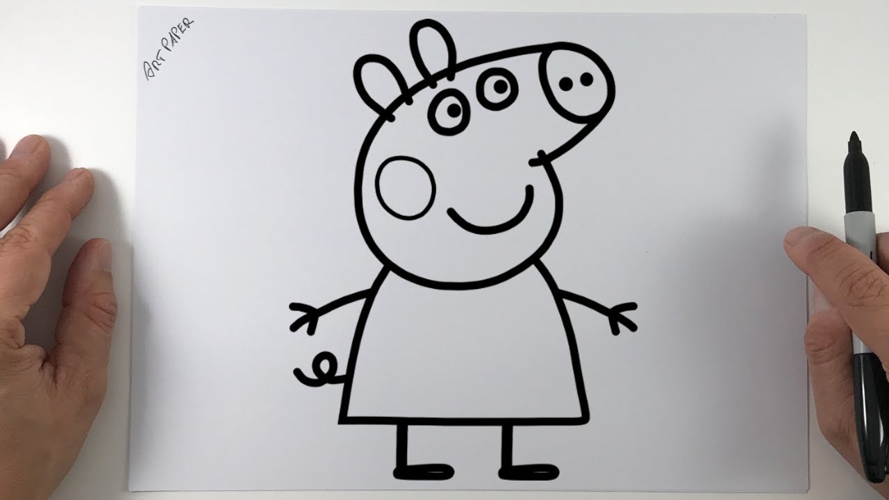 Como dibujar Peppa Pig paso a paso  How to draw a Peppa Pig, dibujos de A Peppa Pig, como dibujar A Peppa Pig paso a paso