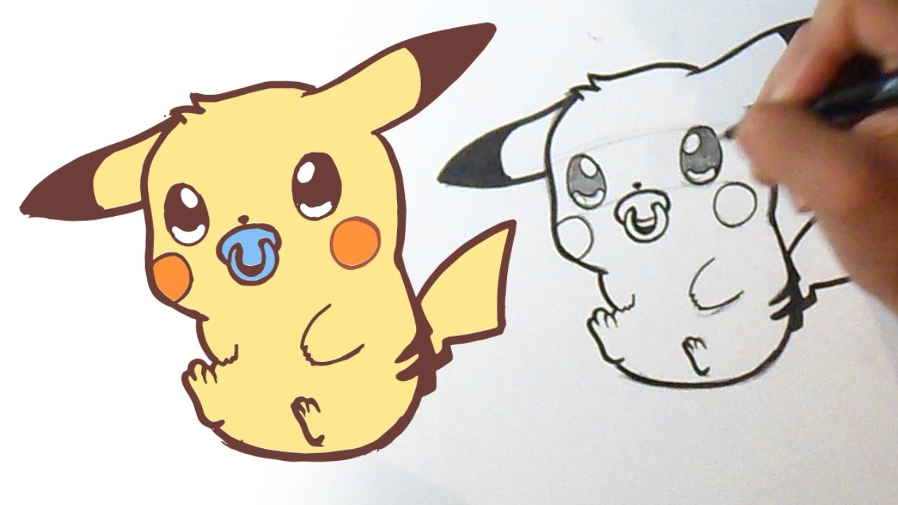 How i draw Cute Pikachu, dibujos de A Pikachu Bebé, como dibujar A Pikachu Bebé paso a paso