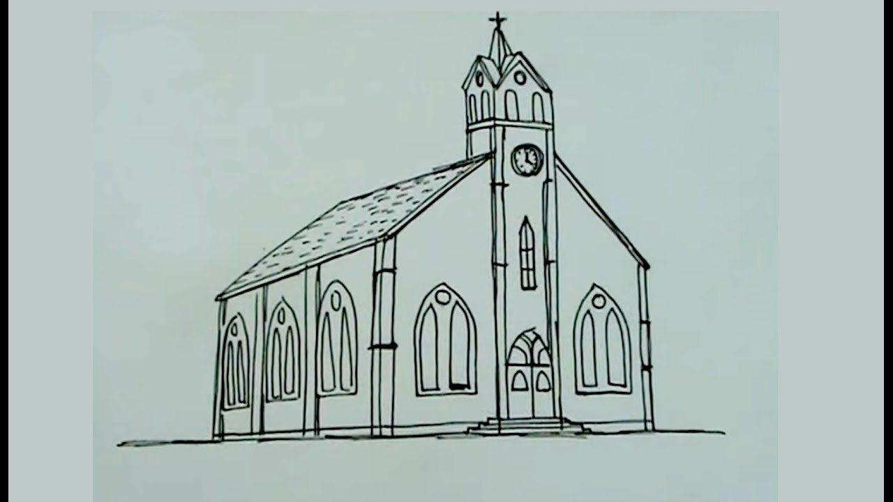 Dibuja paso a paso una iglesia catolica, dibujos de Una Iglesia, como dibujar Una Iglesia paso a paso