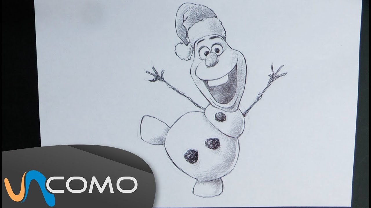 Dibujar Olaf de la película Frozen vestido de Navidad, dibujos de A Olaf Para Navidad, como dibujar A Olaf Para Navidad paso a paso