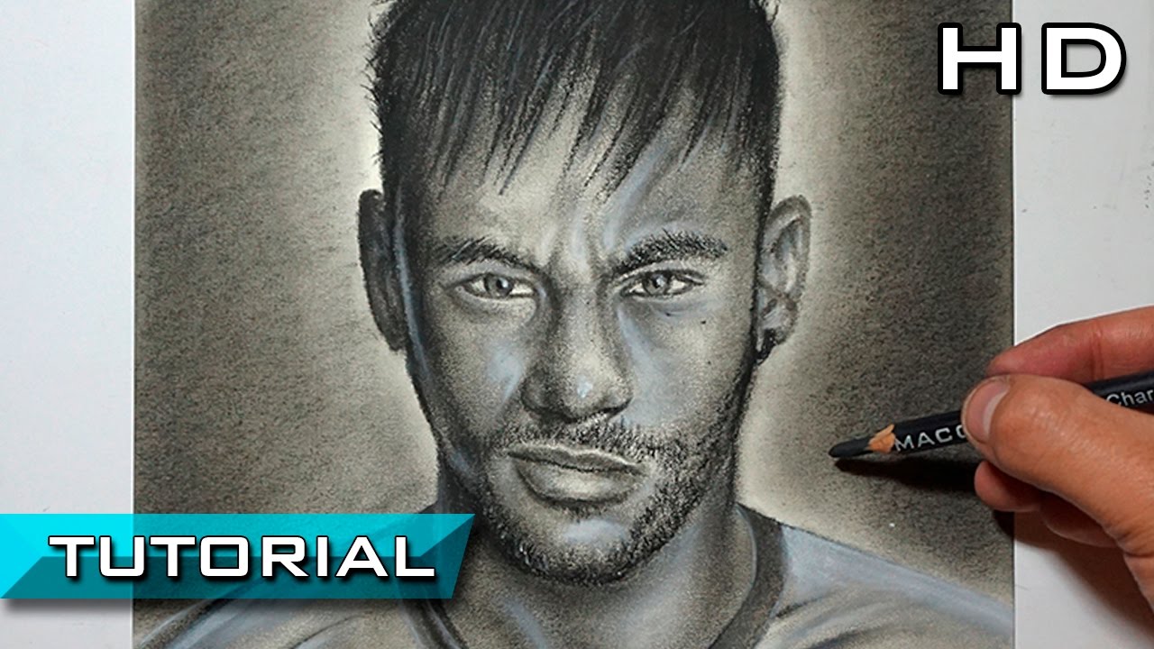 Cómo Dibujar a Neymar Jr Paso a Paso a Lápiz Carboncillo - Versión  Extendida Tutorial, dibujos de A Neymar, como dibujar A Neymar paso a paso