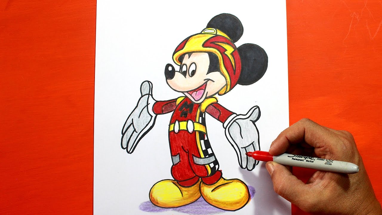 Como Dibujar y pintar a Mickey Mouse - Disney Aventuras sobre Ruedas -Kids, dibujos de A Mickey De Aventuras Sobre Ruedas, como dibujar A Mickey De Aventuras Sobre Ruedas paso a paso