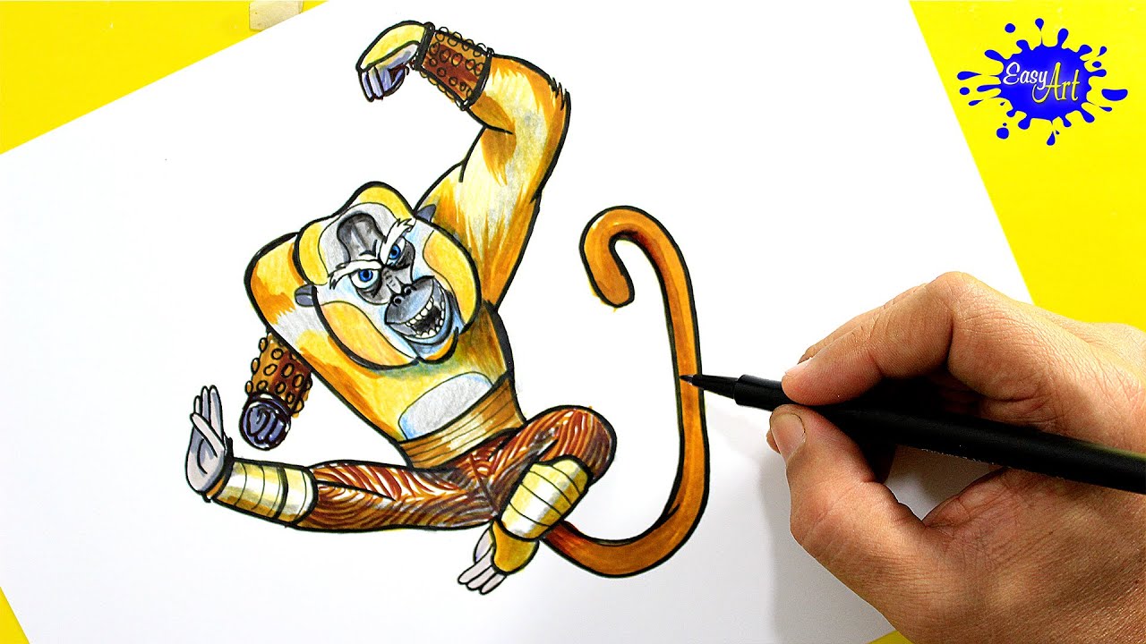 How to Paint monkey master (kung fu panda 3)  Como pintar al maestro mono  (kung fu panda 3), dibujos de A Maestro Mono De Kung Fu Panda, como dibujar A Maestro Mono De Kung Fu Panda paso a paso