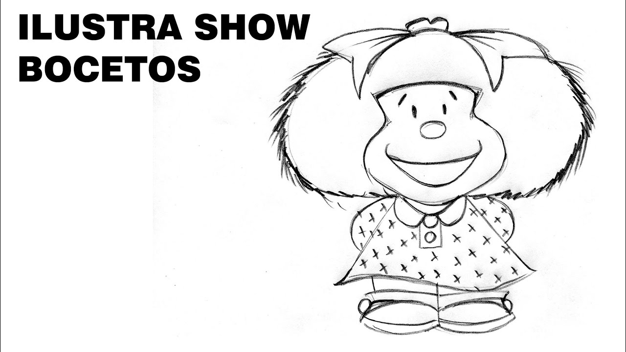 Cómo dibujar a MAFALDA Tutorial ILUSTRA SHOW, dibujos de A Mafalda, como dibujar A Mafalda paso a paso