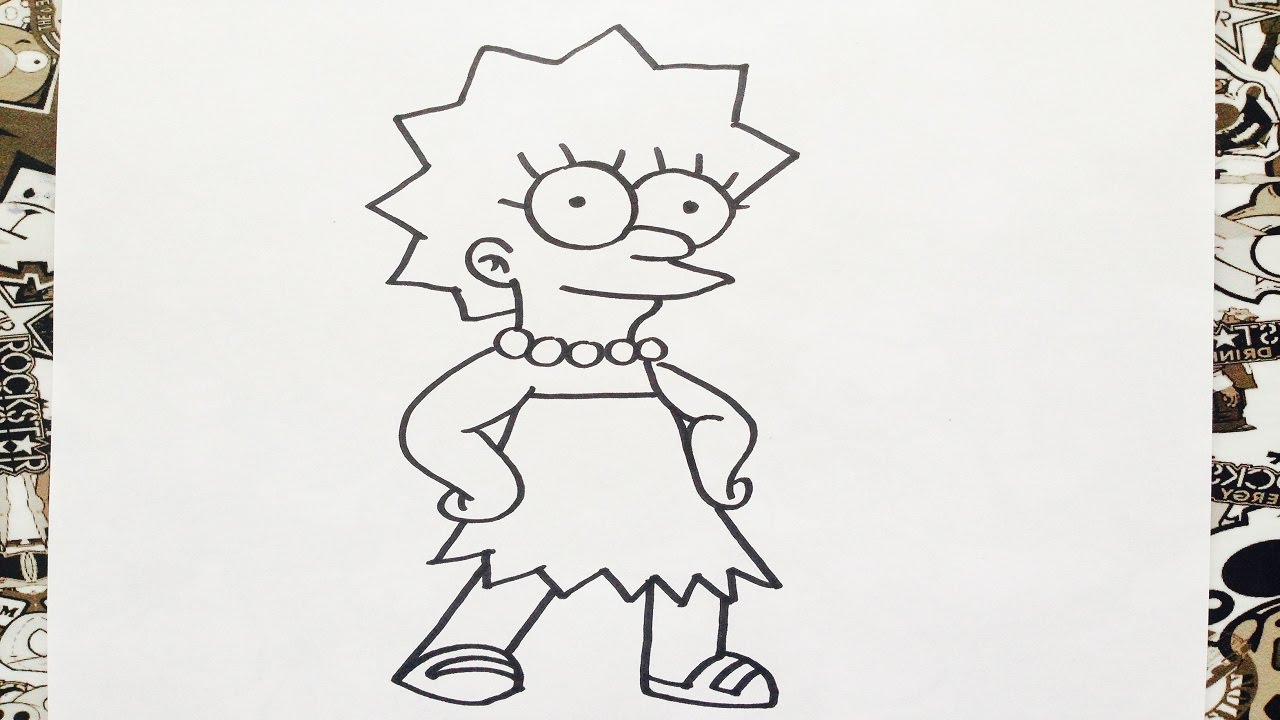 Cómo dibujar a Lisa Simpson  Tutorial de dibujo paso a paso, dibujos de A Lisa Simpson, como dibujar A Lisa Simpson paso a paso