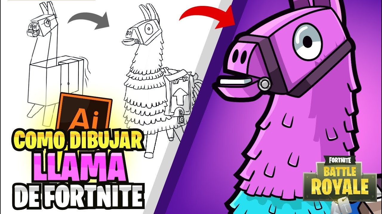 Como dibujar a la LLAMA de FORTNITE - tutorial adobe illustrator desde cero, dibujos de A La Llama De Fortnite, como dibujar A La Llama De Fortnite paso a paso