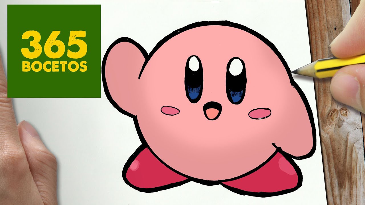 COMO DIBUJAR KIRBY KAWAII PASO A PASO - Dibujos kawaii faciles - How to  draw a Kirby, dibujos de A Kirby, como dibujar A Kirby paso a paso
