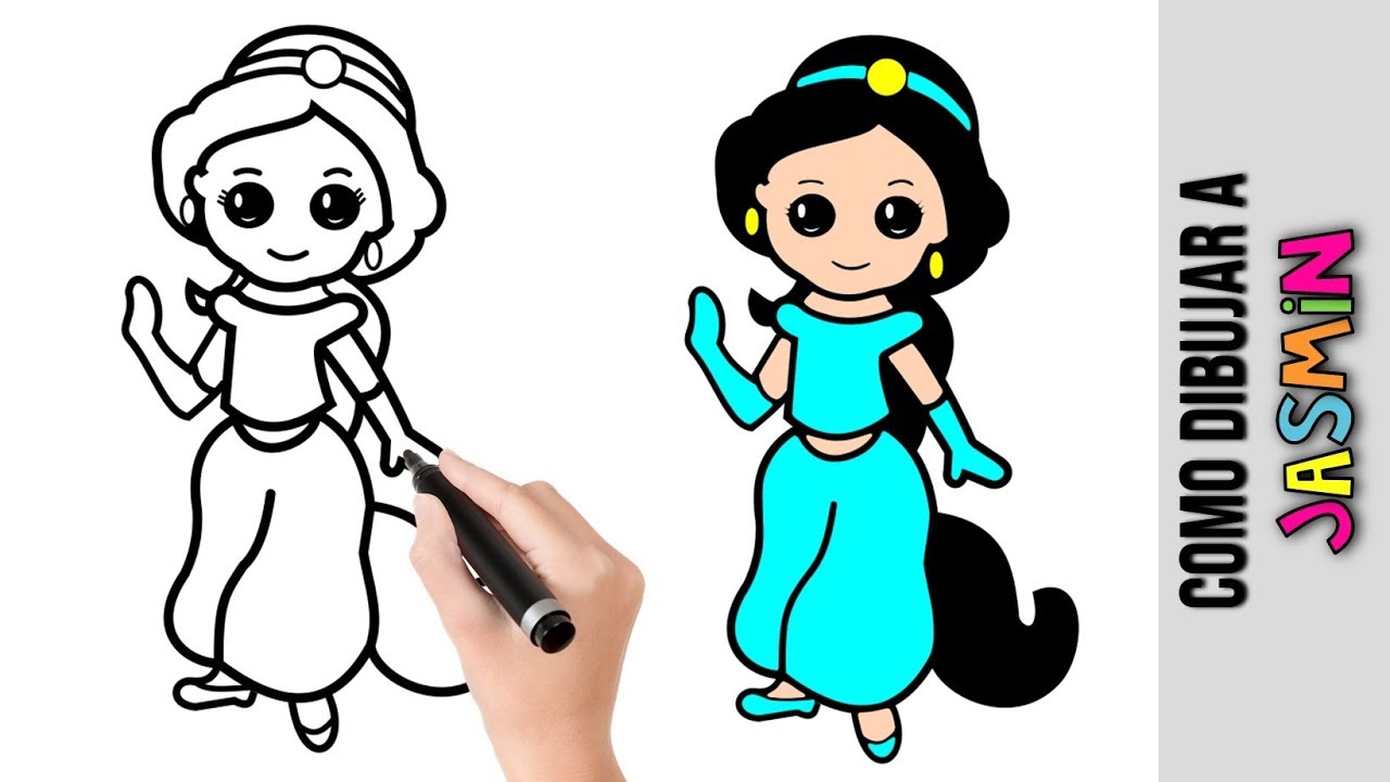 Como Dibujar A Jasmin De Aladino ★ Princesa De Disney ★ Dibujos Fáciles  Para Dibujar Paso A Paso, dibujos de A Jasmin De Disney, como dibujar A Jasmin De Disney paso a paso