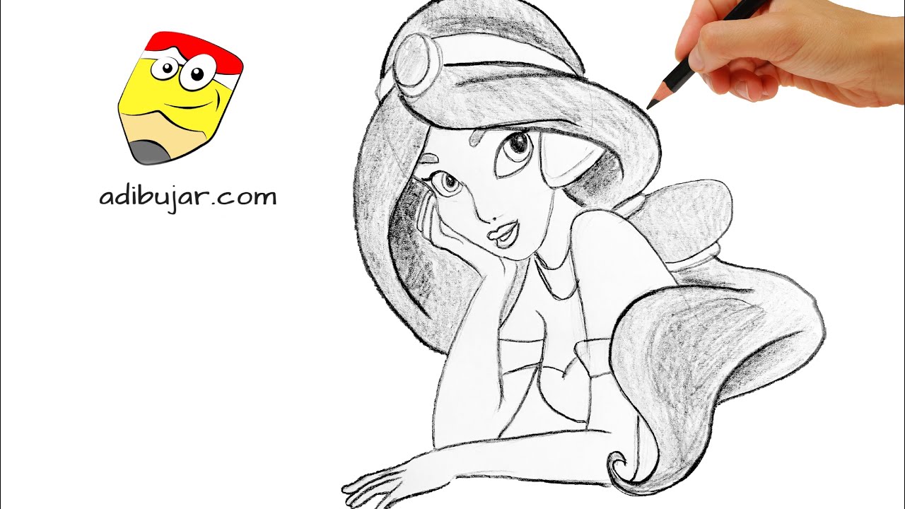 Cómo dibujar a la princesa Jasmine (Aladdin) paso a paso  How to draw  princess Jasmine, dibujos de A Jasmin De Disney, como dibujar A Jasmin De Disney paso a paso